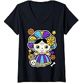 Womens De Los Muertos La Catrina Day of the Dead Rose Sugar Skull V-Neck T-Shirt