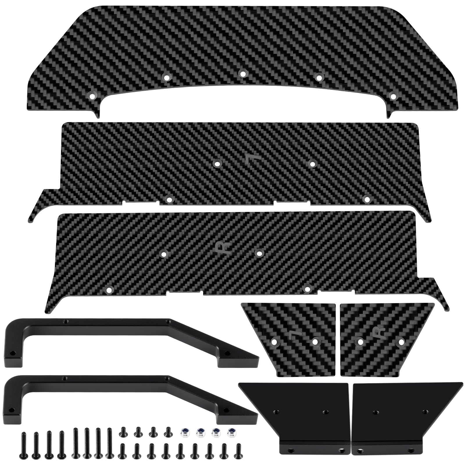 AXspeed Carbon Fiber Speed Aero Panel Kit Front Splitter Side Skirts Left Right Aero Panels for Arrma 1/8 Vendetta 3s BLX RC Car(Black)