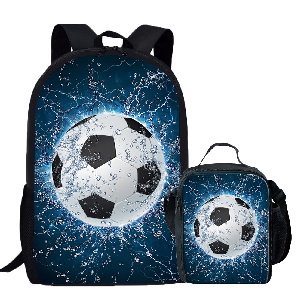 Coloranimal Funny 3D Football Pattern Children School Bag+Lunch Bag Purse