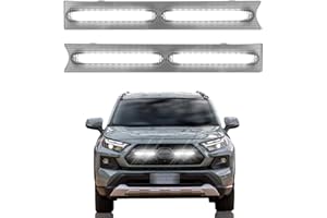 CFDSDE LED Grille Lights Fits for 2019-2024 Toyota RAV4 Accessories Exterior Front Grill Insert Light for 5th Gen Hybrid Adventure TR D Off-Road 5311142220(White Lights)