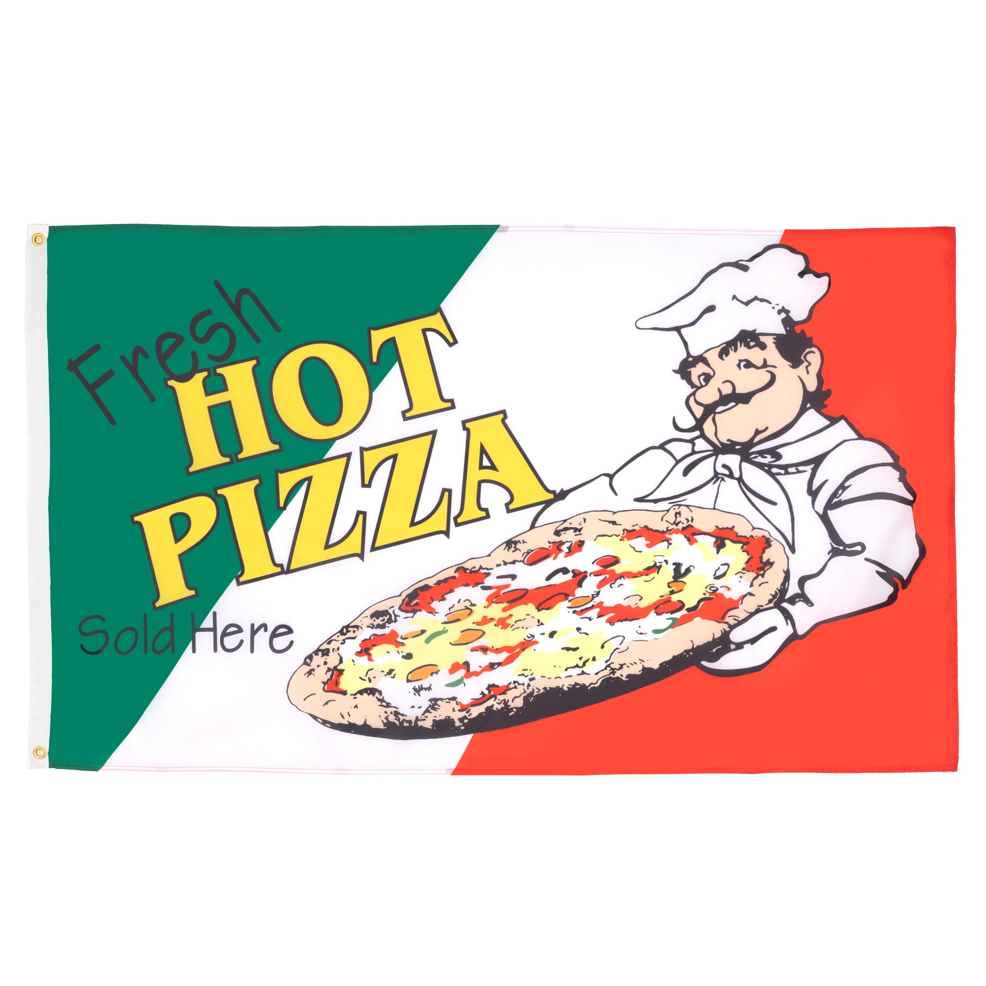 AZ FLAG - Fresh Hot Pizza Flag - 3x5 Ft - 100D Polyester Pizzas Banner with Two Metal Grommets - Fade Resistant - Vivid Colors - 3' x 5' Feet - 150x90 Cm