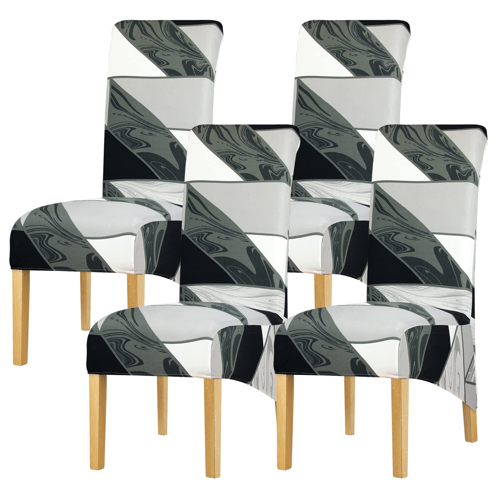 Leorate XL Size High Back Chair Covers Stretch Printing Floral Chair Slipcover for Dining Room Banquet Party Home Decor (Pack of 4, Color Y006)