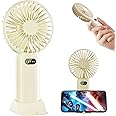 plilogo Portable Fan, Handheld Fan with LED Display, Personal Fan for 15 Hours Cooling, Small Fan with Powerful Airflow, Rechargeable Travel Fan for Outdoor Camping, Mini Fan with Phone Holder