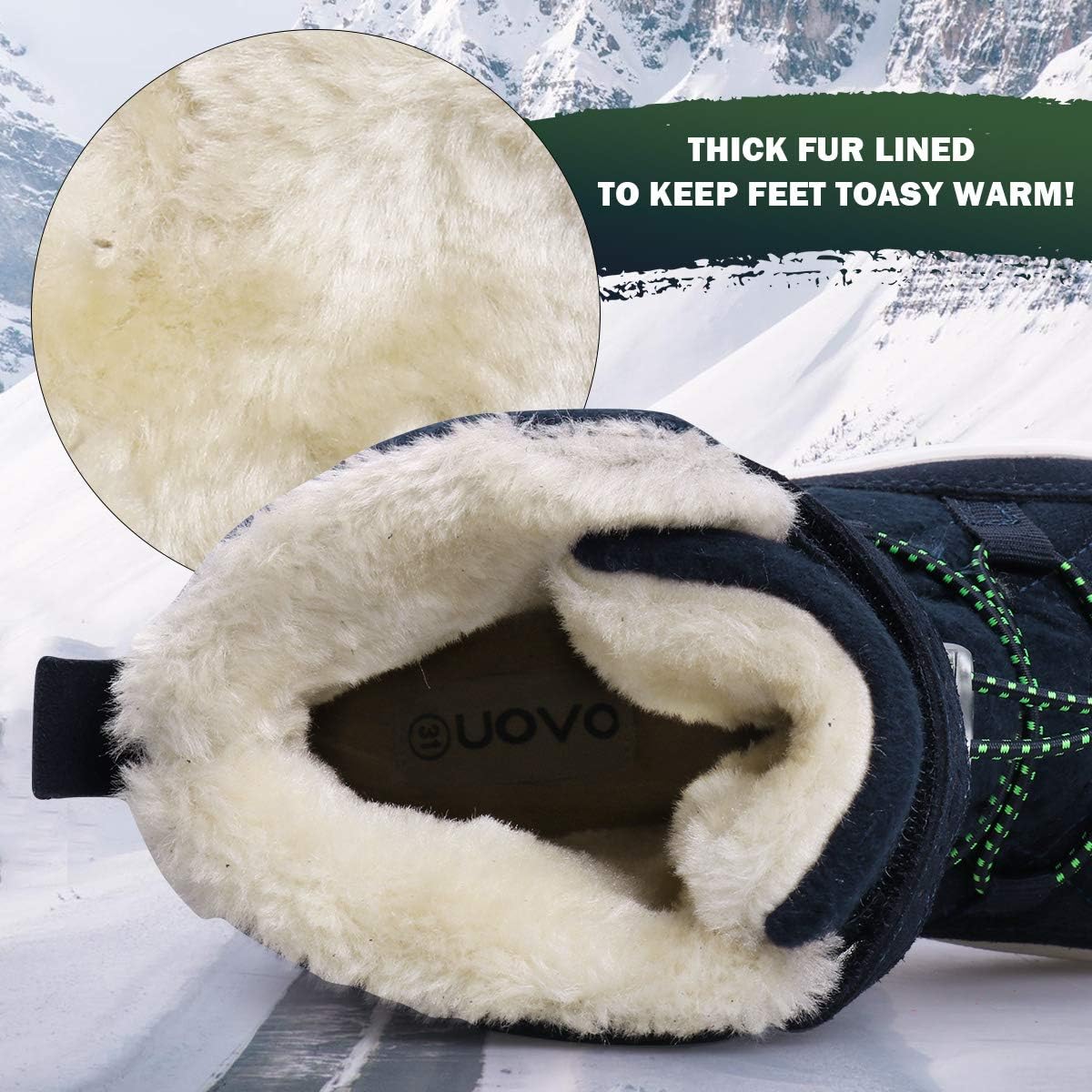  | UOVO Boys Snow Boots Boys Boots Winter Boots for Kids Waterproof Winter Snow Boots for Boys Warm Slip Resistant Outdoor (Little Boys/Big Boys) | Snow Boots