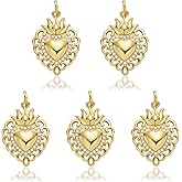 COGCHARGER 5Pcs Heart Charms for Jewelry Making Real 18K Gold Plated Crystal Charms Brass Clear Cubic Zirconia Valentine's Day Pendants for Earring Bracelet Necklace DIY Crafts
