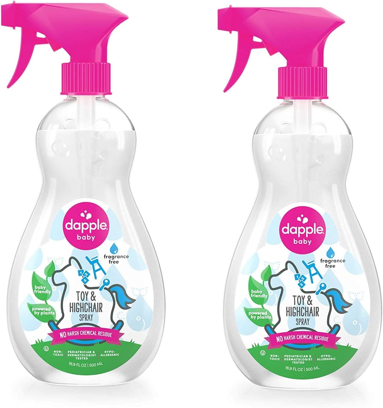 Dapple Natural Toy & Highchair Spray - Fragrance Free | Biodegradable | Pack-2