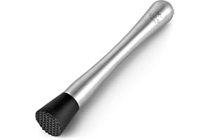 Zulay (8 inch) Stainless Steel Muddler For Cocktails - Professional Cocktail Muddler With Grooved Nylon Head - Ideal Bartende