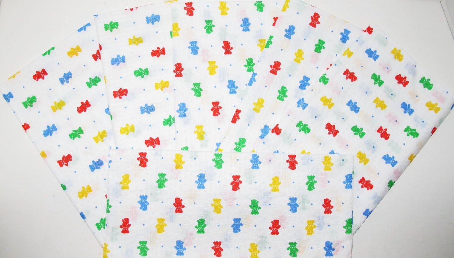 3 FAT QUARTERS ~ TEDDY BEAR PRIMARY COLORS ~ SEERSUCKER / TEXTURED ~ Quilt Fabric ~ CRAFTS ~ SEWING