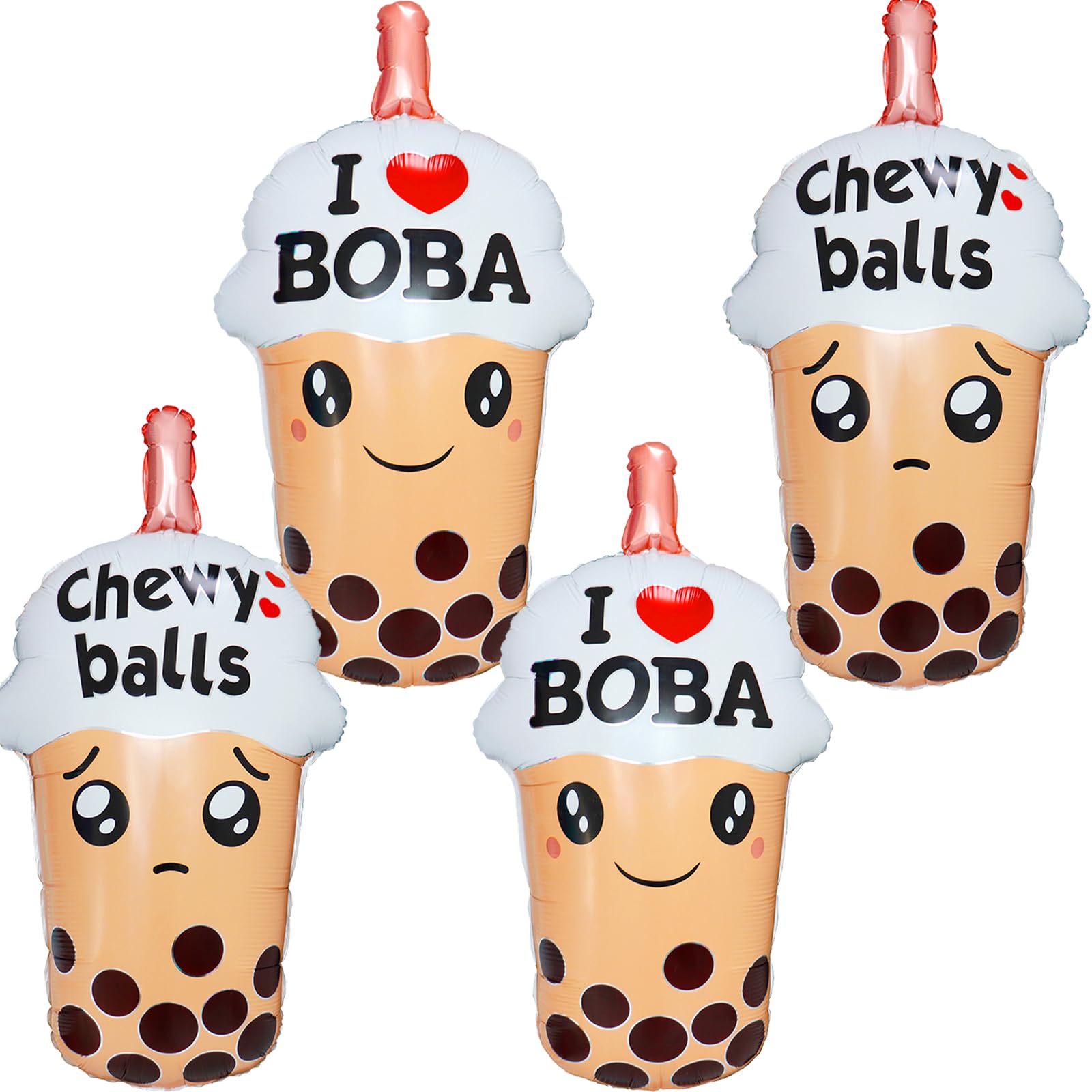 Photo 1 of 4Pcs Boba Tea Balloons/Bubble Milk Tea Helium Balloons for Boba Birthday Party/Babyshower/Girl Party Decoration