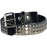 Dangerous Threads Black Studded Belt- 1 1/2" - Nickel Pyramid Studs - Punk, Goth