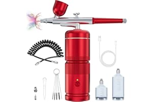 Rexley Airbrush Kit - Auto Handheld Airbush Gun Rechargeable Airbrush Compressor Nail Airbrush Machine - Airbrush Set Portable Wireless Air Brush for Nail Art Barber Makeup Model Painting Cake Decor…