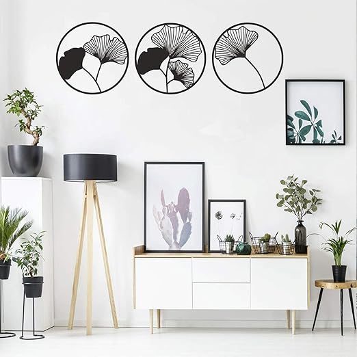 Amazon Com Metal Wall Decor Metal Flower Wall Art Geometric Flower Sign Metal Wall Art Metal Wall Decor Interior Decoration Nature Art Black 3 Pieces 15 W X 15 H 38x38 Cm Everything Else