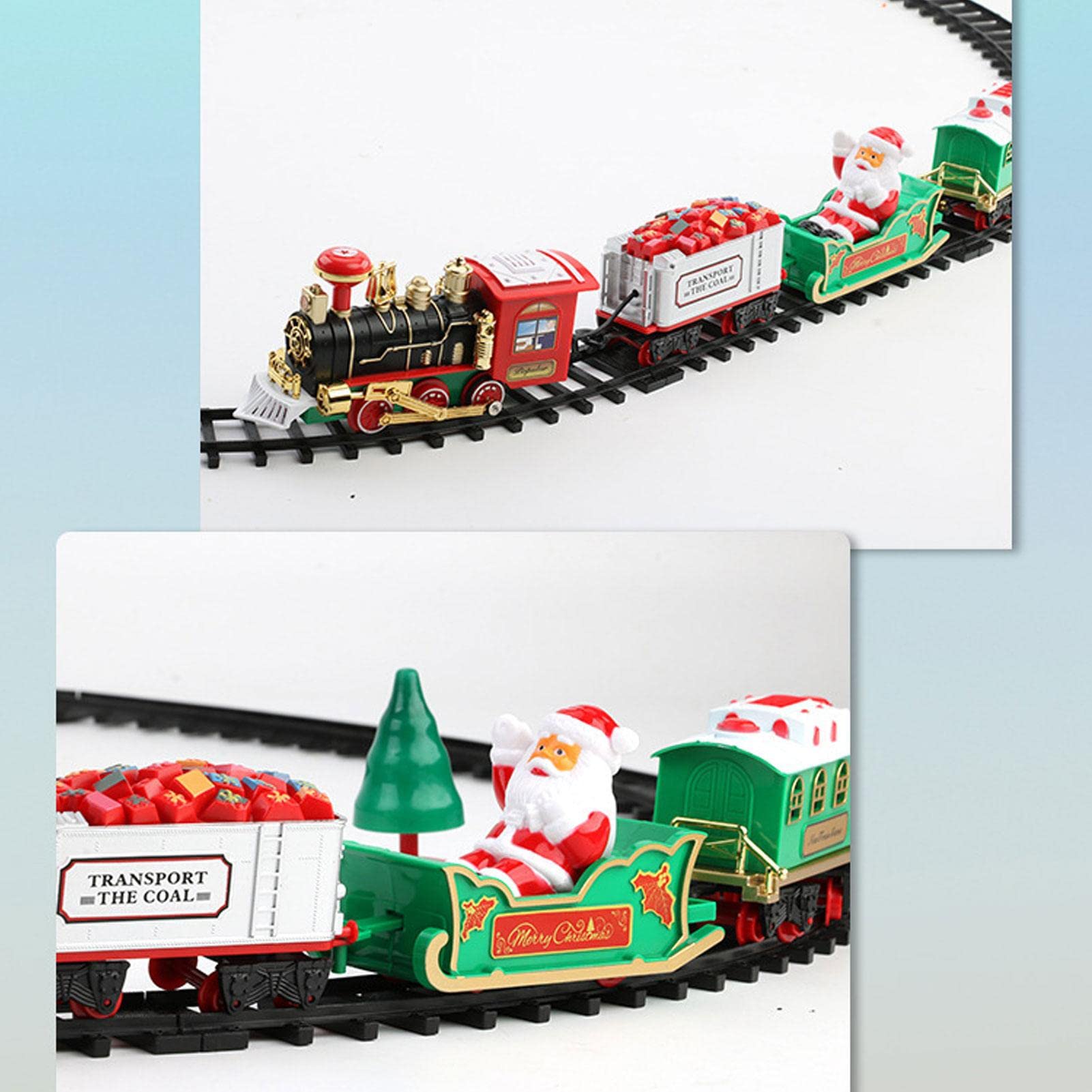 Christmas Train Steam Train Set for Around Christmas Tree Electric Toy Train with Lights for Kids Christmas Train Electric Hanging Decorative Track Set with Sound and Light Christmas Toy Set for Kids