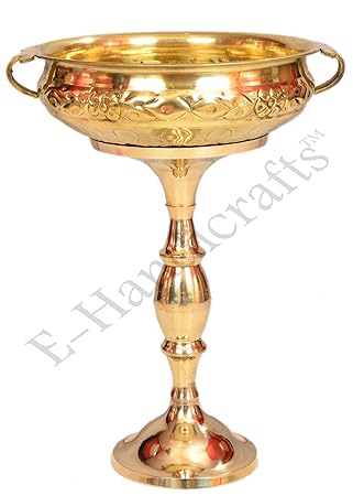 E-Handicrafts Brass Urli Stand 16 inch, Gold (Only Stand not with Urli Bowl)