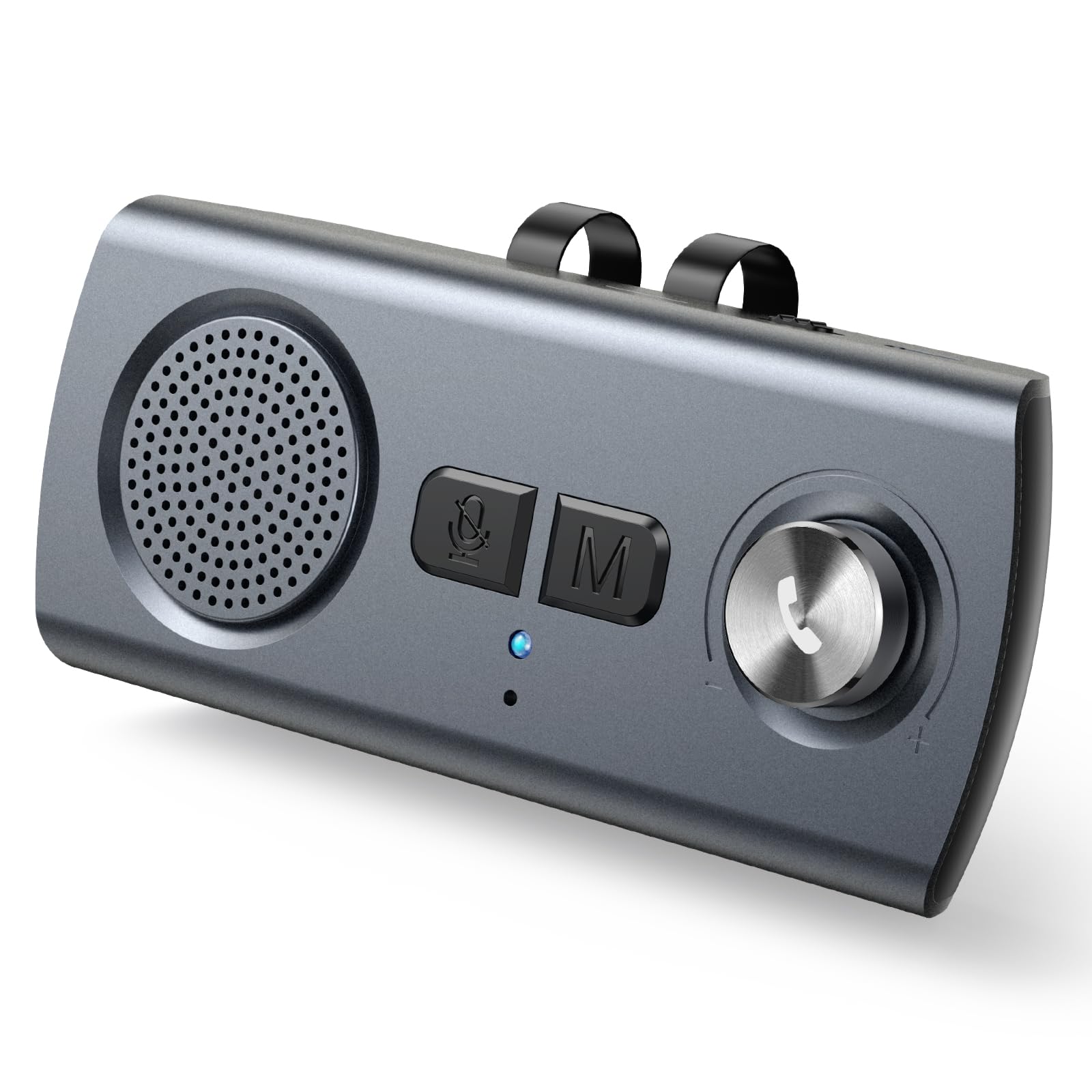 AGPTEK Hands Free Car Phone Kit Bluetooth 5.3, 5W Car Speaker for GPS Music with TF Card Slot, Siri Google Assistant Support, Motion AUTO ON, Wireless in Car Visor Speakerphone with Volume Knob