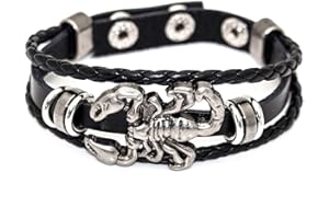 Mgutillart Punk Alloy Buckle Bracelet Animal Scorpion Leather Bracelet