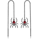 CUPENDA Spider/Black Bat/Snowflake Earrings Sterling Silver Threader Earrings Black Bat Chain Dangle Earrings Jewelry for Women