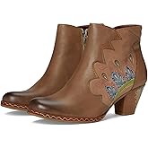 Spring Step L’Artiste Women’s Zamihi Western Boot – Hand-Painted Leather Burnished Polished Design – Padded Insole, Inside Zipper, Flexible Sole, 2¼" Heel