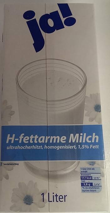 Ja! H-Milch (fettarm 1,5%) 12x1 Liter: Amazon.de: Lebensmittel & Getränke