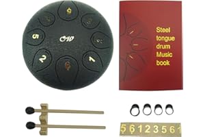 OCARINAWIND 6 inches C Major Steel Tongue Drum Black 8 Notes Tank Drum with Couple of Mallets, Beautifully Finished and Peaceful Sound, Ideal for Meditation and Healing, Easy to Learn and Play
