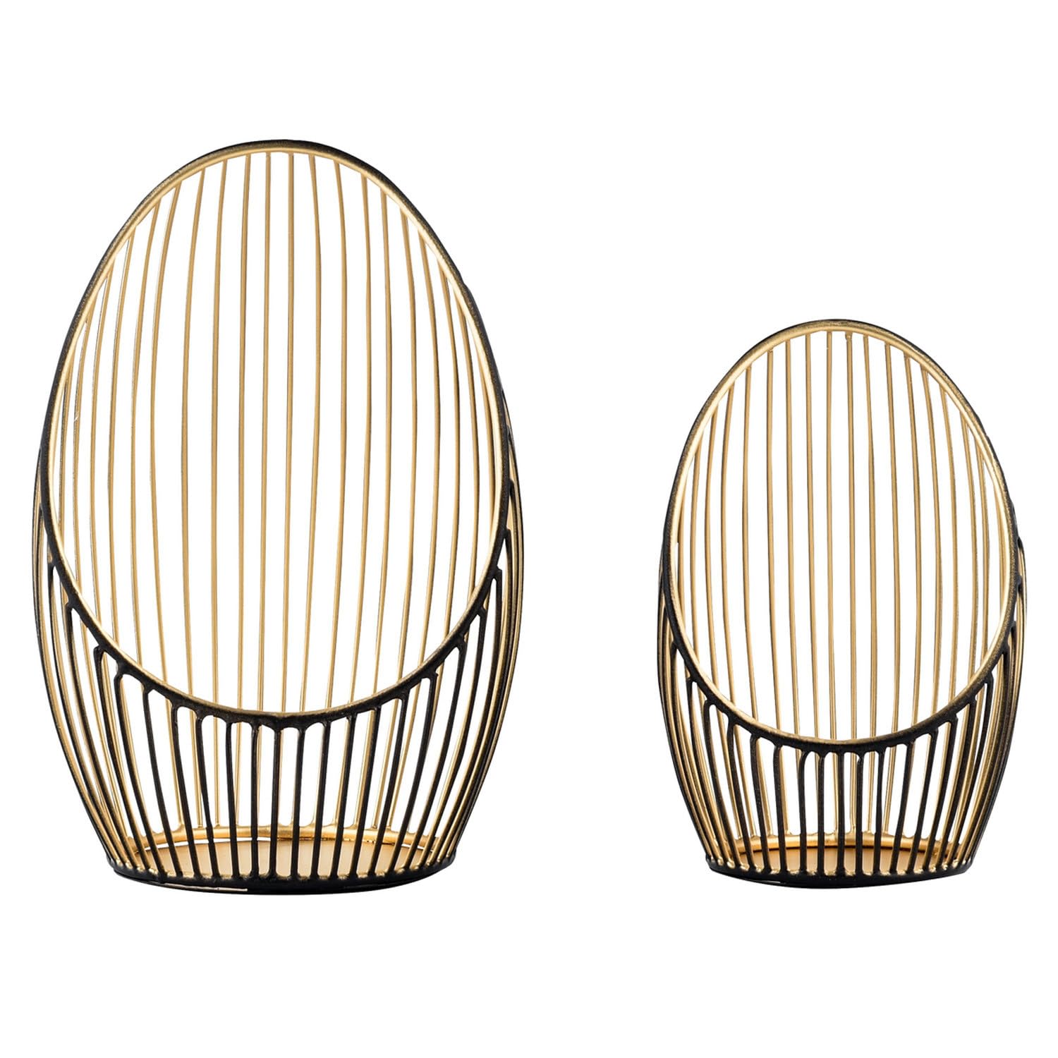 Marrakech Set of 2 Decorative Aesthetic Lanterns Metal Wire 22 & 17 cm Large Black Gold | Lantern Tea Light Holder Palmis as Garden Decoration & Living Room Table Decoration | Exquisite Candle Holder