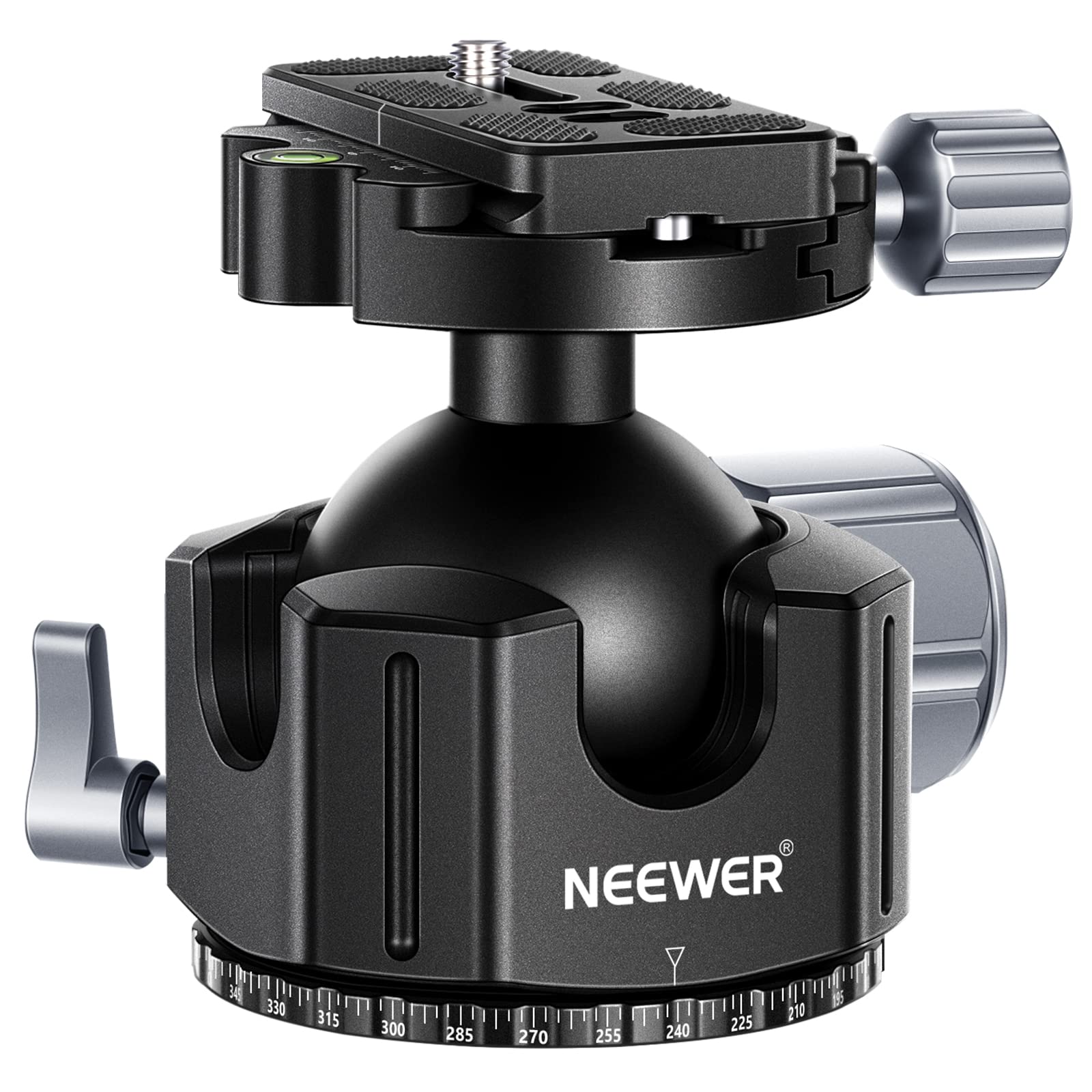 Neewer Low Profile DSLR Camera Tripod Ball Head, 44mm All Metal Panoramic Camera Mount Tripod Head with 1/4” Quick Release Plate for DSLR Camera/Camcorder, Tripod, Monopod, Slider, Max Load 55lb/25kg