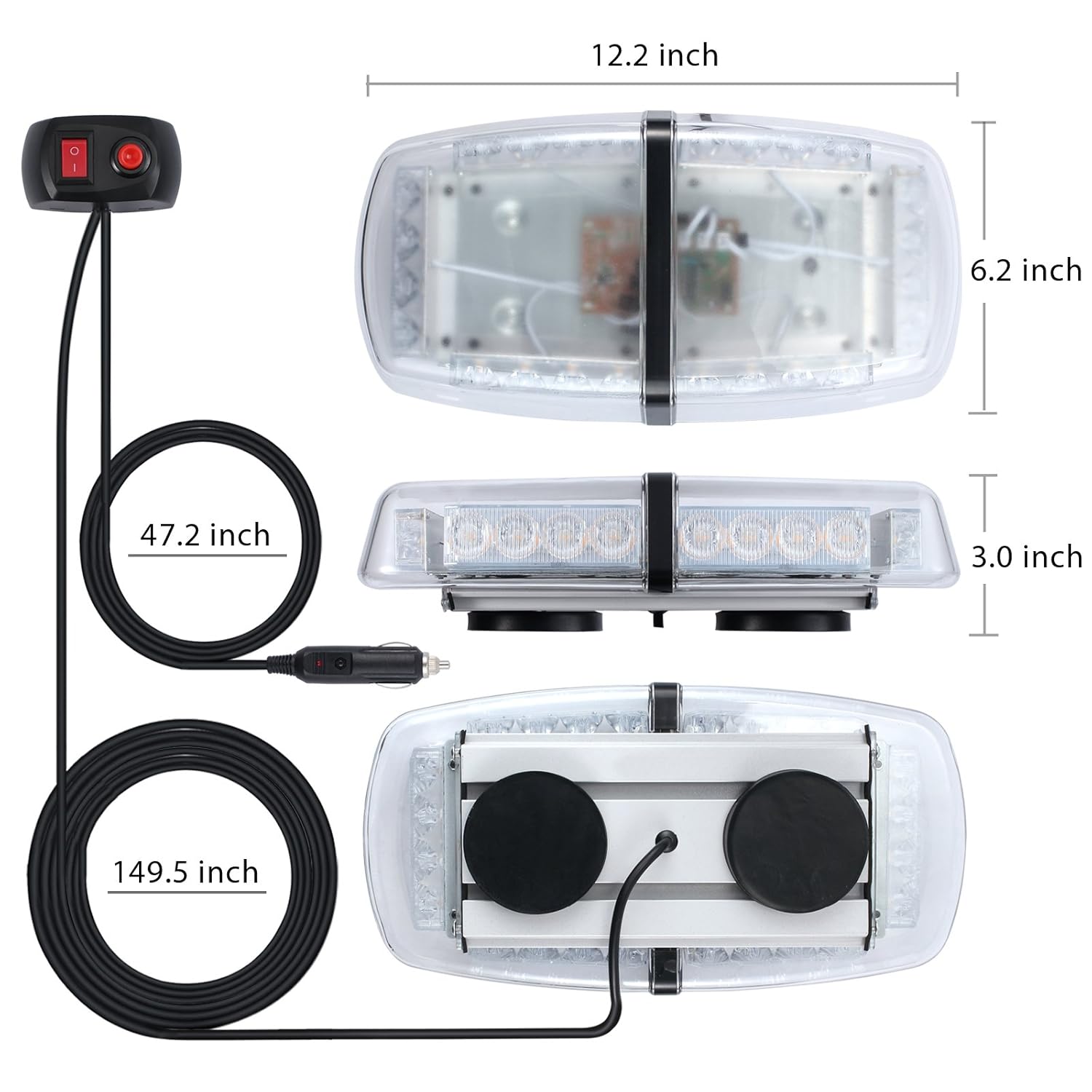 Luce Lampeggiante Solare Per Auto - LED Impermeabile Con Ventosa Per Emergenza E Sicurezza - Foto 9