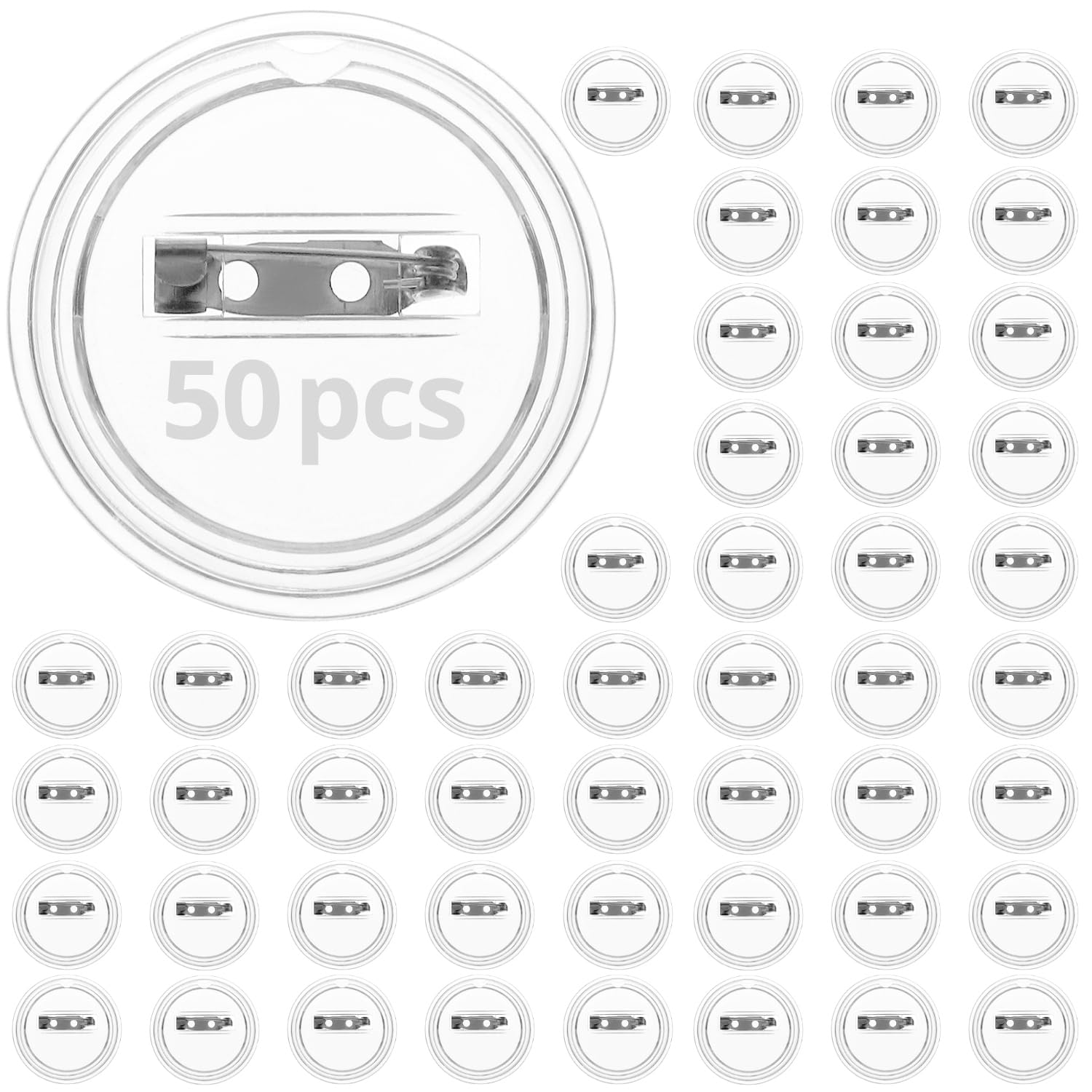 QWORK® 50pcs Acrylic Pin Badges 38 mm Outer Diameter - Make Your Own Badges - DIY Crafts & Custom Gifts