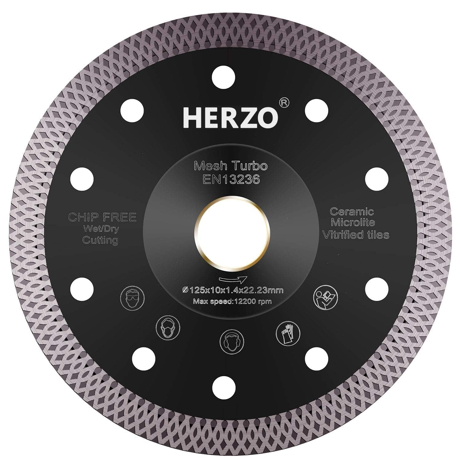 HERZO 125mm (5 Inch) Diamond Cutting Disc for Angle Grinder, Tile Cutting Disc on Tiles,Ceramics, Porcelain