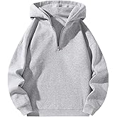 QJQ Men's Quarter Zip Up Hoodie Long Sleeve Drop Shoulder Fleece Sweatshirt Casual Pullover Hoodies Streetwear