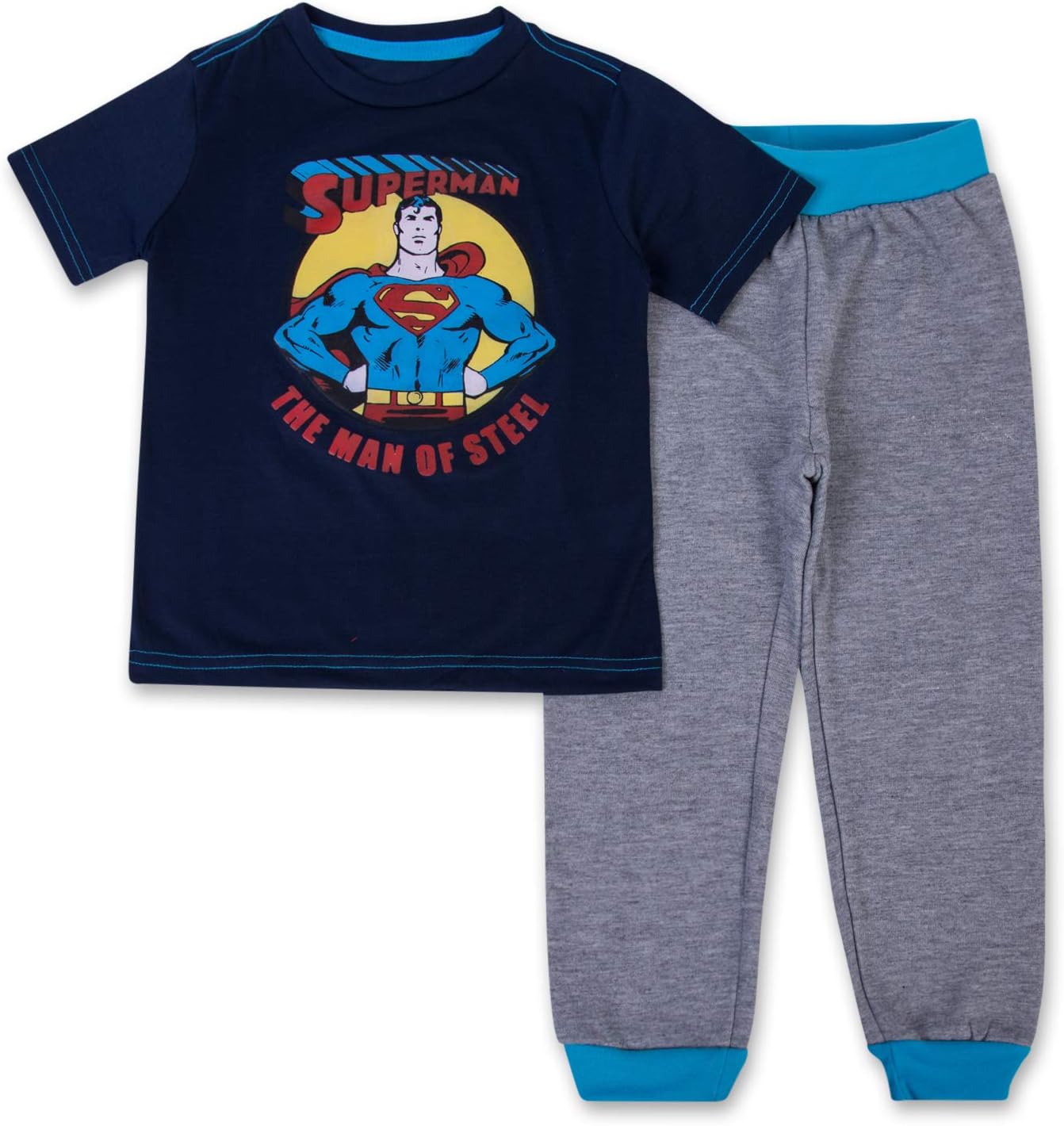 DC Comics Superman Jogger Set - 1 Superman T-Shirt & 1 Superman Sweatpants - Superman Superhero 2 Piece Set