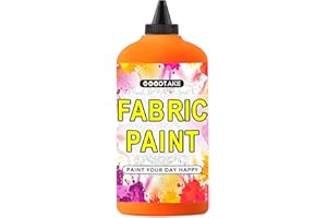 GOODTAKE Orange Fabric & Textile Paint, 300 ml Canvas Paints For Clothes, Shoes, Tote Bags, Lightfast & Vibrant Art Paint for