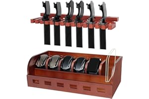 SIKWO Bamboo Belt Organizer Box, 6+14 Grids Belt Rack, Belt Organizer for Closet Shelf and Drawer, Tie and Belt Storage Organizer Wall Mount and Displayer for Men Women Father Day (Brown)