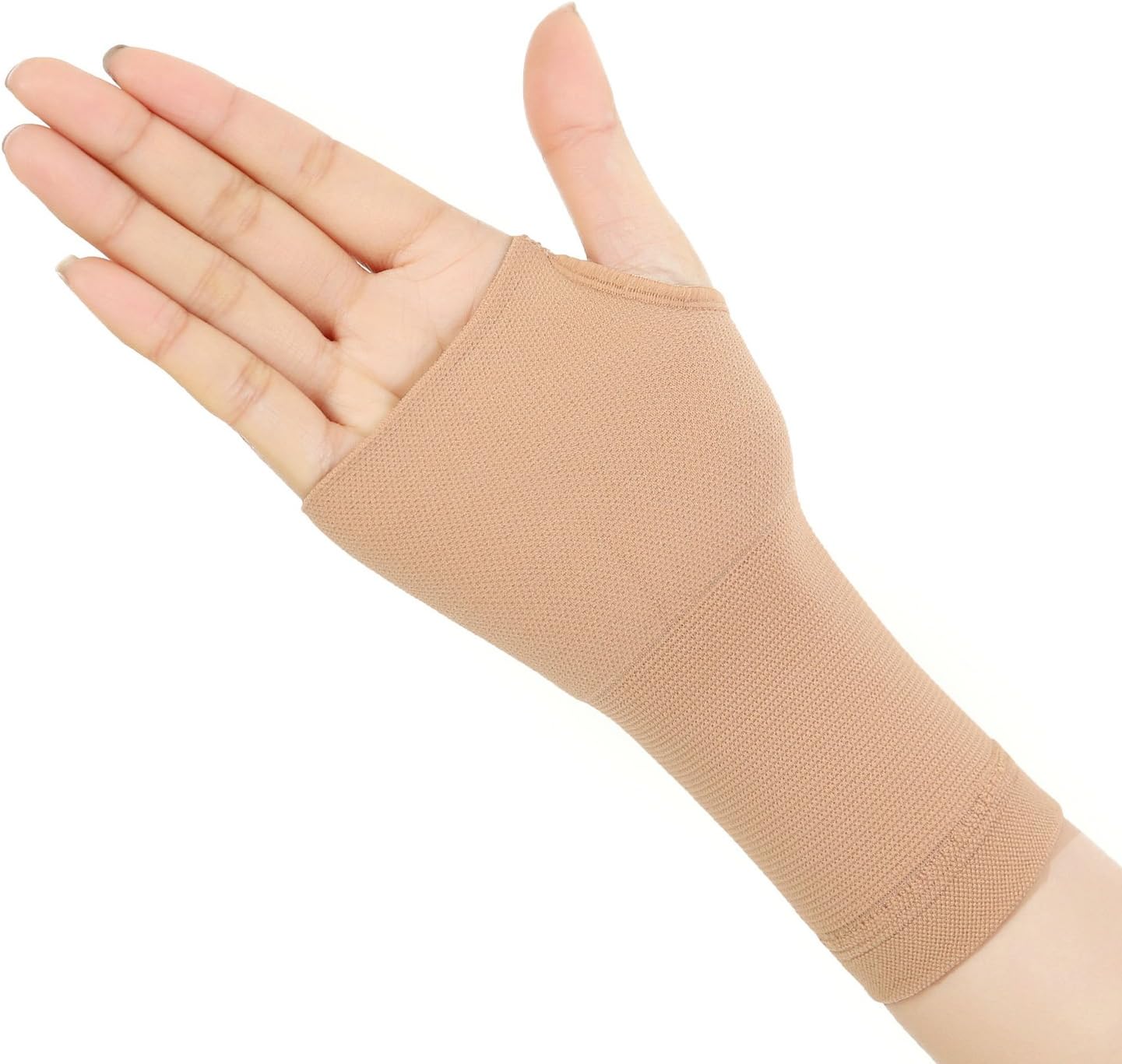 SPOTBRACE Medical Wrist Hand Support, 1 Pair Elastic Thin Palm Brace, Pain Relief Compression Sleeves for Wrist Swelling, Soreness, Loosing and Sprained Men Women(Nude/Black)-Fit Both Hands