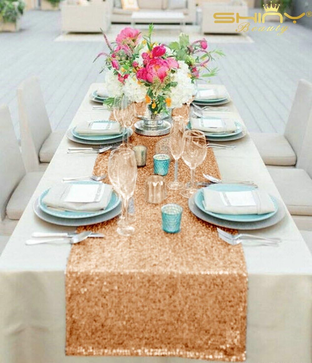 Amazon Com Shinybeauty Table Covers For Party Rose Gold 10pcs