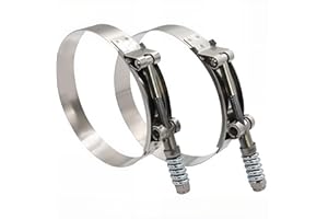 ROADFORMER 4" Heavy Duty T Bolt Hose Clamp Stainless Steel - Spring Loaded 108mm - 116mm for 4" I.D. Hose with 3mm - 6mm Wall Thickness, Auto-adjusting maintain Constant Tension (108mm - 116mm, 2 Pack)