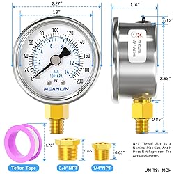MEANLIN MEASURE 0~200Psi Dry Pressure Gauge