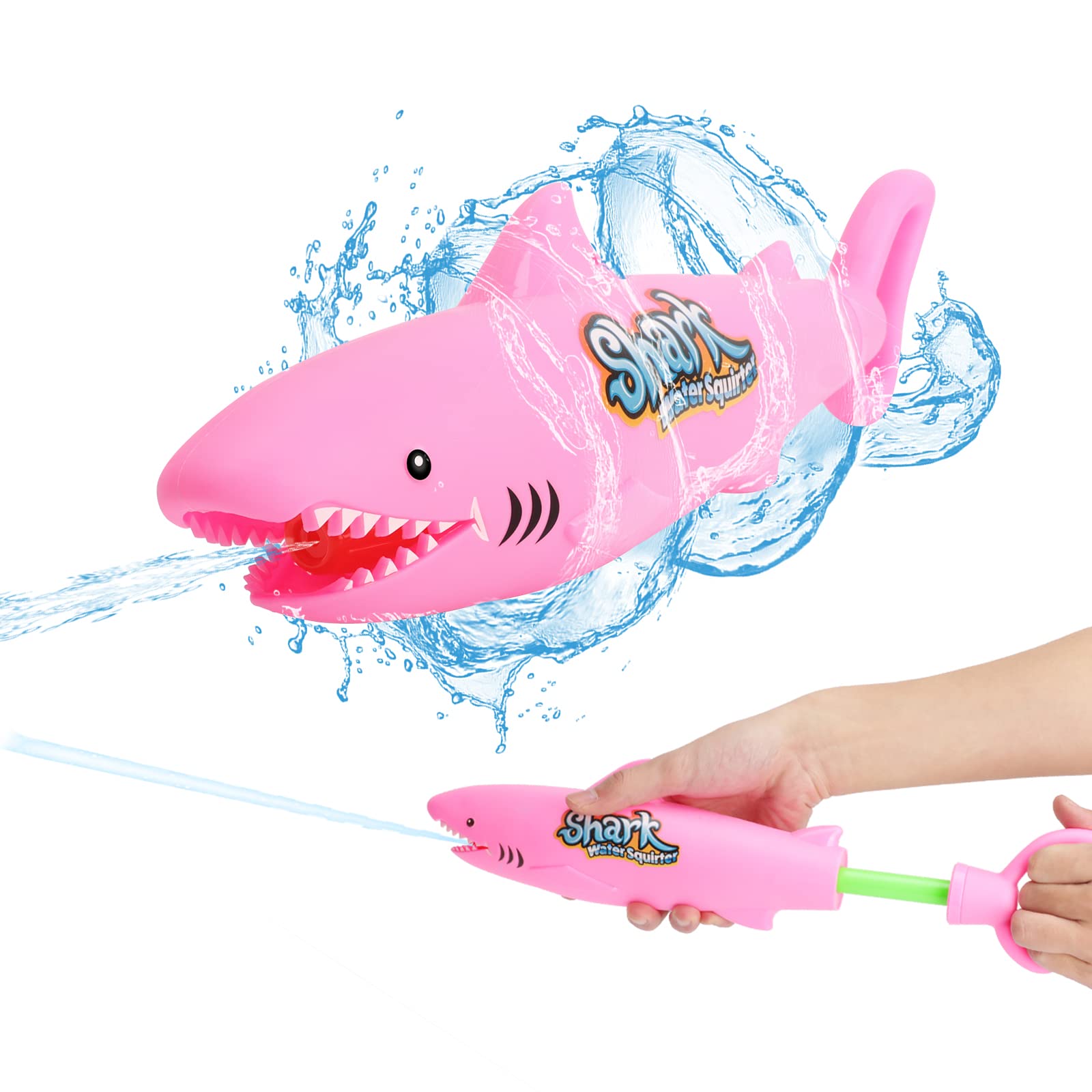 Water Gun for Kids, Shark Water Pistol Squirt Gun Water Blaster Water Soaker Blaster Small Pistol Outdoor Beach Garden Pool Bath Party Water Fighting Children Girls Boys Toys, Pink