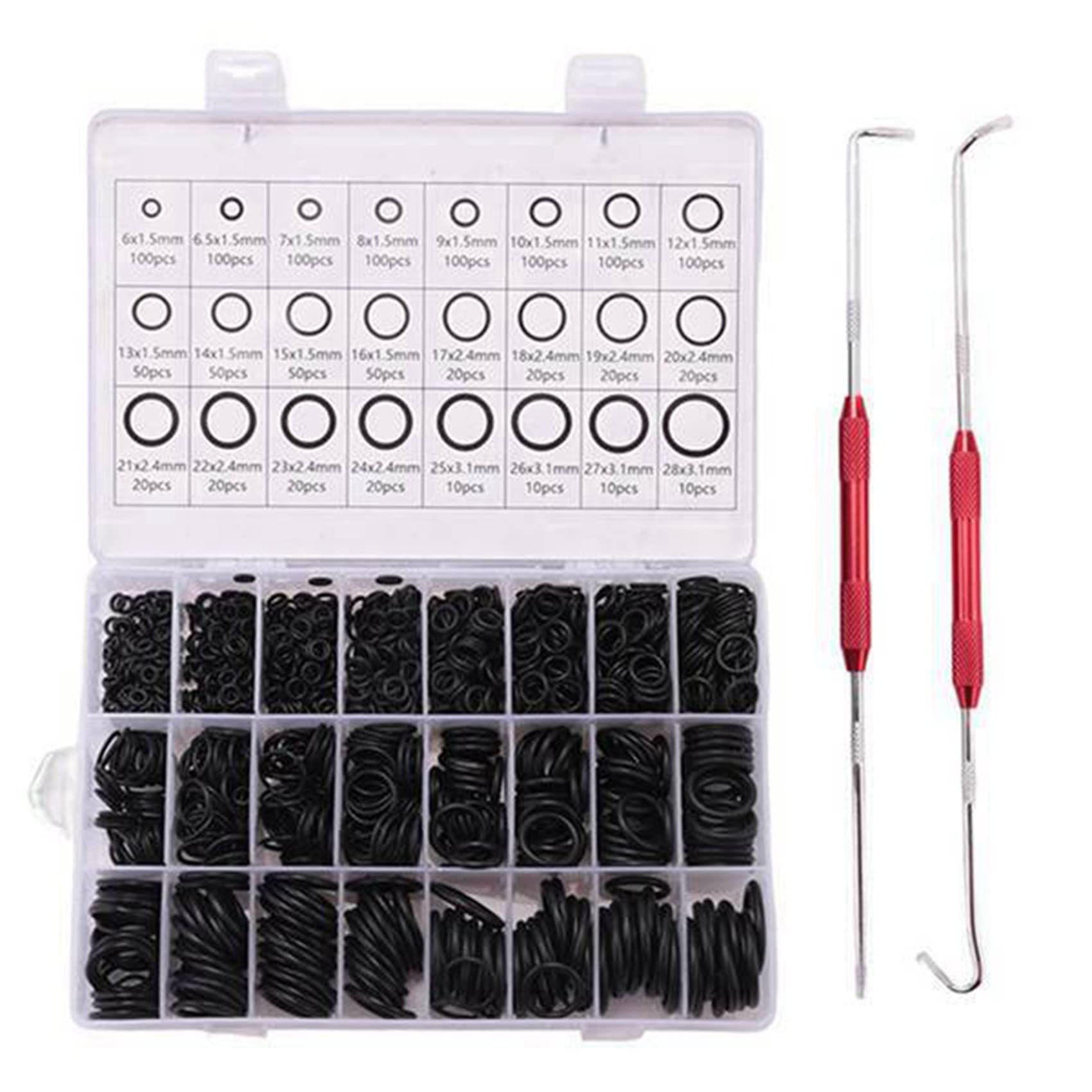Dedjgoo 1200Pcs High Temperature Resistant Butyl O-Ring Waterproof Seal Set + Oil Seal Driver