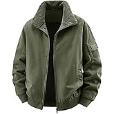 Eisctnd Men's Winter Sherpa Lined Bomber Jacket, Heavy Duty Warm Fleece Coat for Men with Zipper Pockets