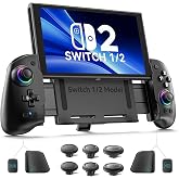 OIVO VGA DESIGN Switch Controller Handheld for 1/2/OLED, Ergonomic Grip Stretch Joypad for SW Console, Wireless Controller with TMR Joysticks, RGB Lighting, Turbo, 4 Macros &amp; Card Slot