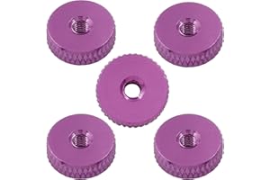 Hitefu 5PCS M3 Flat Knurled Nut, Aluminum Alloy 12mm x 4mm Knurled Thumb Nut, Thumb Thin Nut, Purple