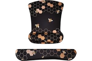 iCasso Ergonomic Mouse Pad with Wrist Rest, Keyboard Wrist Rest Mouse Wrist Rest, Made of Memory Foam, Easy Typing and Relieve Wrist Pain, Perfect for Computer Keyboard Office (A-Honeycomb)