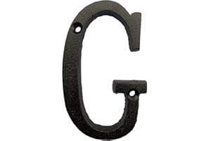 BetLight 5.1 Inch High Cast Iron House Letter, Solid Home Address Letter, Elegant Black Brown Finished, Matching Perfect with 5.5 Inch House Numbers, Letter G