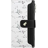Farcauo Wallet Women Slim Wallets for Women Cute Thin Black Women's Wallet Kawaii Flower Womens Ladies Card Holder Wallets
