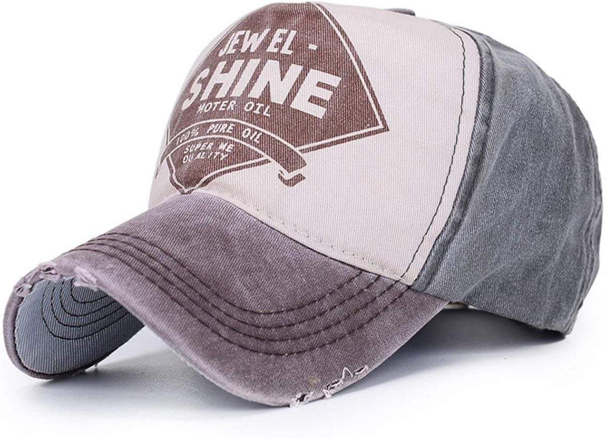 Vintage Trucker Cap Distressed Gas Oil Print Baseball Hat (Brown)(Size