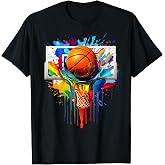 Colorful Basketball Tie Dye Color Splash Hoop Net Slam Dunk T-Shirt