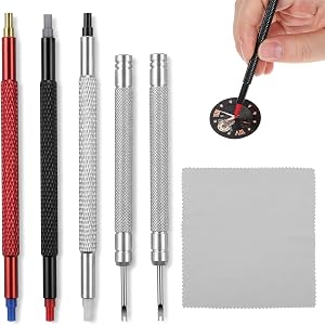 Hadnves 6PCS Watch Hands Repair Tool Kit Watchmaker Wristwatch Setting Tool | Professional Puller Plunger Set, Removers Lever