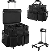 SCAVATA Rolling Cleaning Caddy Bag with Detachable Trolley, Large Cleaning Supplies Organizer with Wheels, Multi Pocket Clean