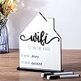 WiFi Pattern Password Sign for Guests Home Wooden Table WiFi Pattern Sign Wooden with Board Erasable Pen Chalkboard Table Centerpieces Decoration for Home Business(White)